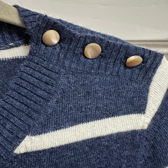 A.P.C. Blue & White Striped Sweater Button Neck Cashmere & Wool Size Small - Picture 6 of 10